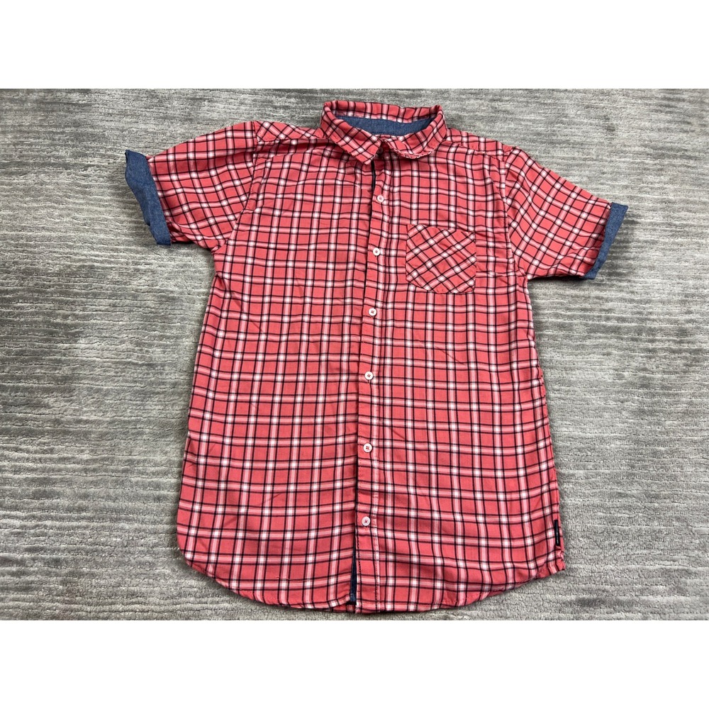 Ben Sherman Button Up Boys XL 18 Red Plaid Short Sleeve Casual Preppy Shirt